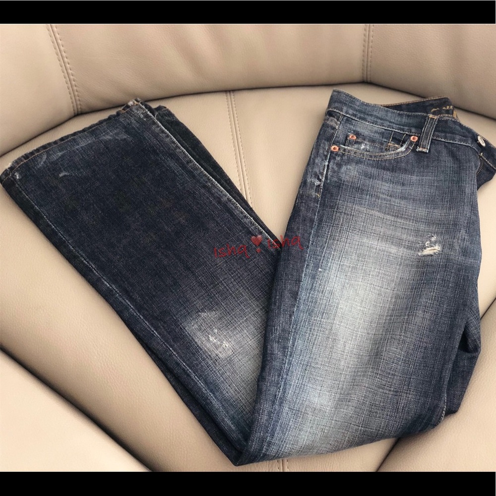 7 For All Mankind Jeans Bootcut Dark Wash Distress